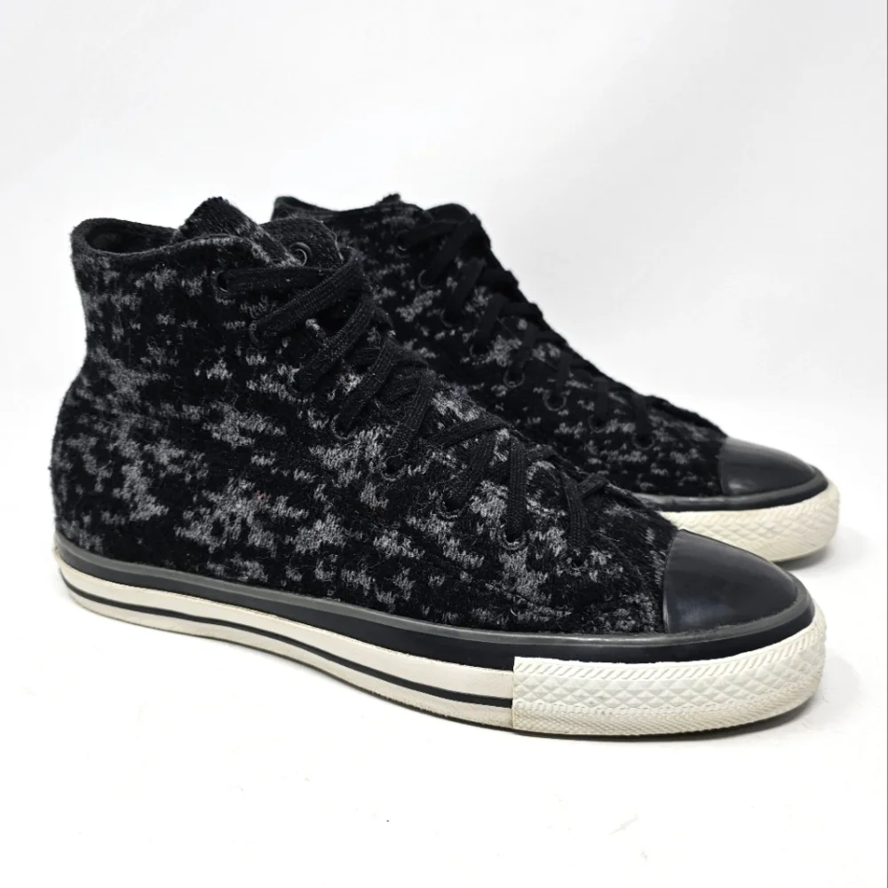 Converse AllStar Chuck Taylor Sneakers Black Grey RARE Knit Sweater Men Size 6.5 - Picture 2 of 12